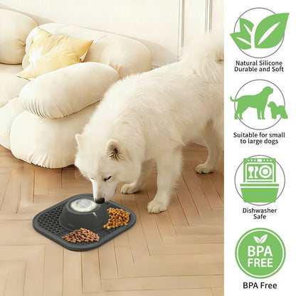 Pawlove Anti-Slip Slow Feeder Dog Bowl for Liquid Treats with Entertained Ball-In Design, Ideal for Bone Broth and Yogurt, Suitable for All Breeds - Dietary Supplement and Post-Op Nutrition Tool