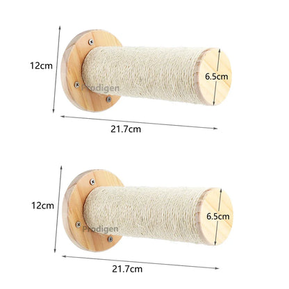 Multi-Level Cat Wall Climbing Shelf and Scratching Post with Enclosed Hiding House