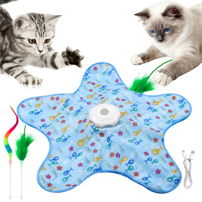 Rechargeable Interactive Feather Wand Cat Toy - Automatic Indoor Exercise and Engagement for All Breeds