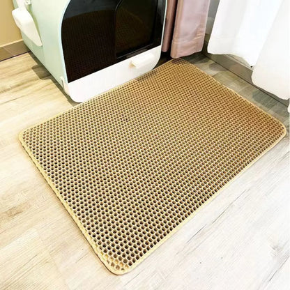 Extra Large Heavy-Duty Waterproof Cat Litter Mat with Two Layers, Non-Slip Design, and Washable Pet Floor Protection
