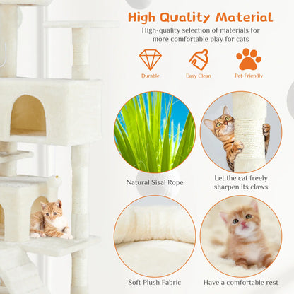 Pettrove Multi-Tier Indoor Cat Tree with Sisal Scratching Post, Condo, Climbing Ladder, and Plush Toy