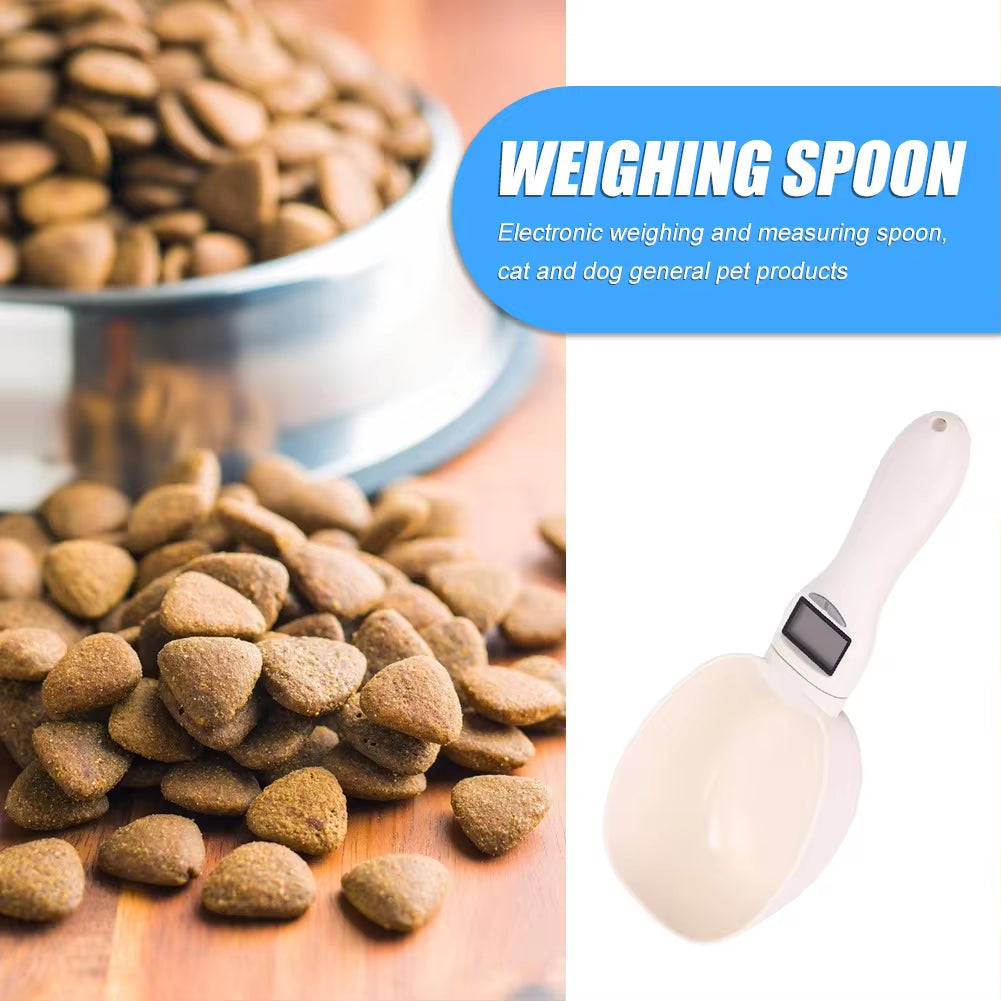 Digital Pet Food Scale with Measuring Spoon for Cats and Dogs - Electronic Weighing Device with Volume Indicator