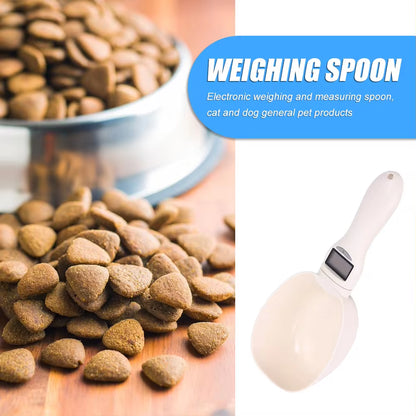 Digital Pet Food Scale with Measuring Spoon for Cats and Dogs - Electronic Weighing Device with Volume Indicator