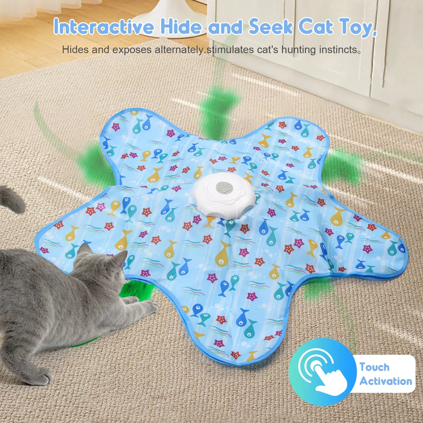 Rechargeable Interactive Feather Wand Cat Toy - Automatic Indoor Exercise and Engagement for All Breeds