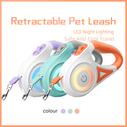 Retractable Dog Leash and Collar Set with Automatic Tension Control for Small to Medium Breeds