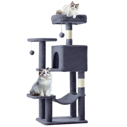 Pettrove Multi-Tier Indoor Cat Tree with Sisal Scratching Post, Condo, Climbing Ladder, and Plush Toy