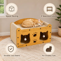 Small Size, Wooden Base, Geometric Patterns, Detachable Parts, Durable Pet Furniture, Spacious and Comfortable Bed, Indoor Cat Supplies with Scratching Surfaces Play Tree Gothic Natural Sisal Scratcher Interactive Ball Toy