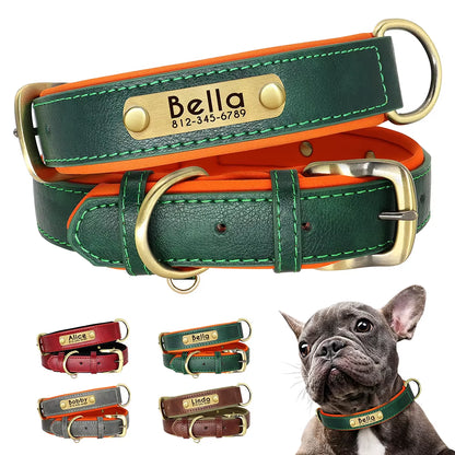 Customizable PU Leather Dog Collar with Padded Comfort and Complimentary Engraving for All Dog Sizes – Adjustable Design