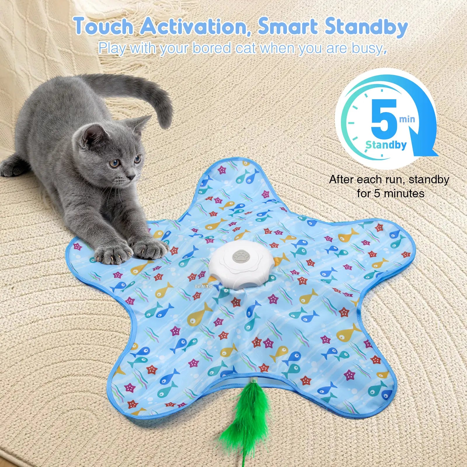 Rechargeable Interactive Feather Wand Cat Toy - Automatic Indoor Exercise and Engagement for All Breeds