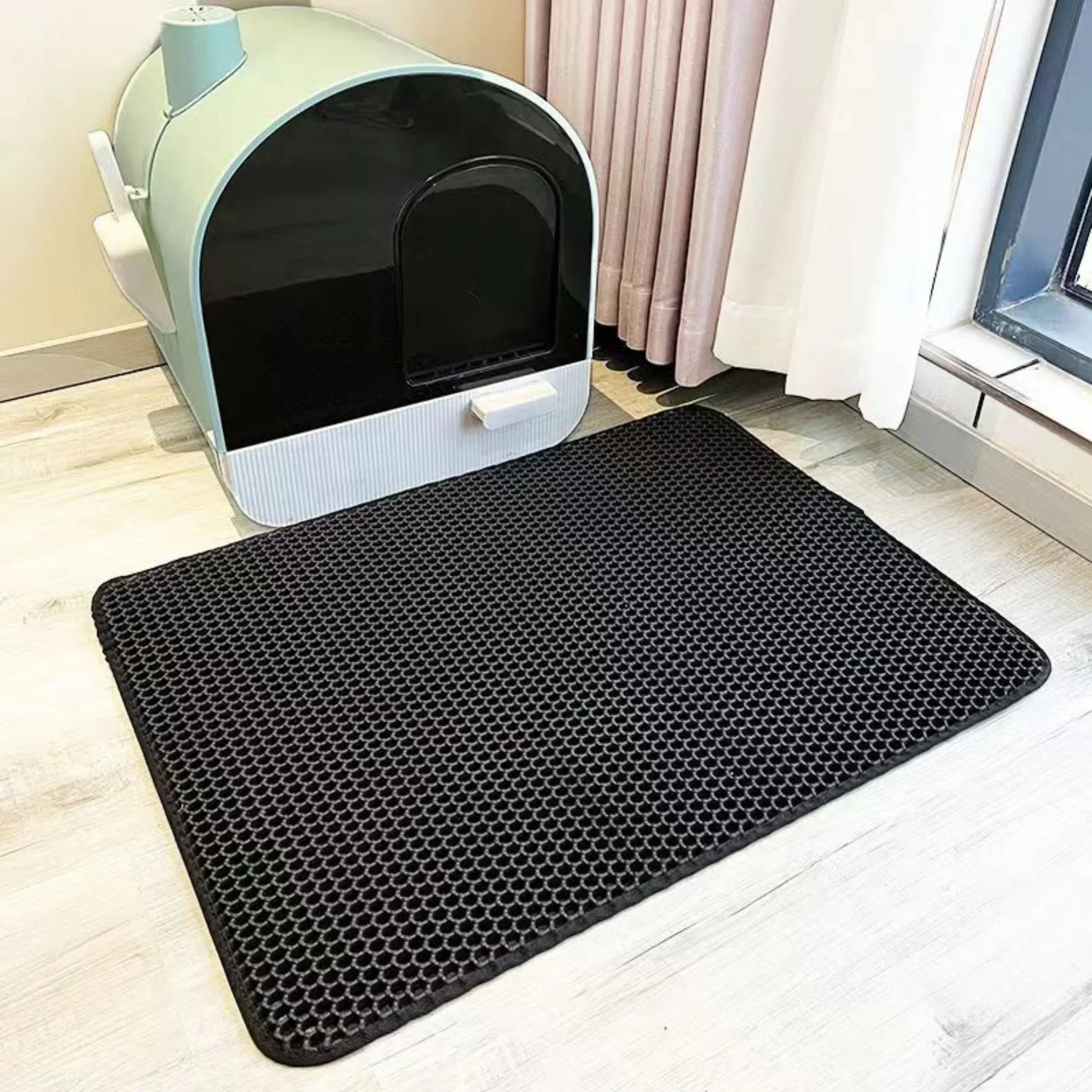 Extra Large Heavy-Duty Waterproof Cat Litter Mat with Two Layers, Non-Slip Design, and Washable Pet Floor Protection