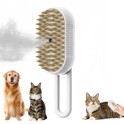 3-in-1 Electric Pet Grooming Brush with Steam, Spray, and Massage Features for Cats and Dogs
