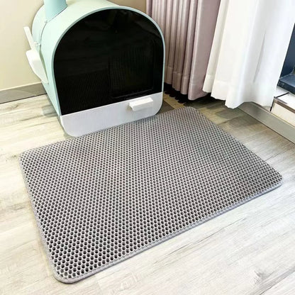 Extra Large Heavy-Duty Waterproof Cat Litter Mat with Two Layers, Non-Slip Design, and Washable Pet Floor Protection
