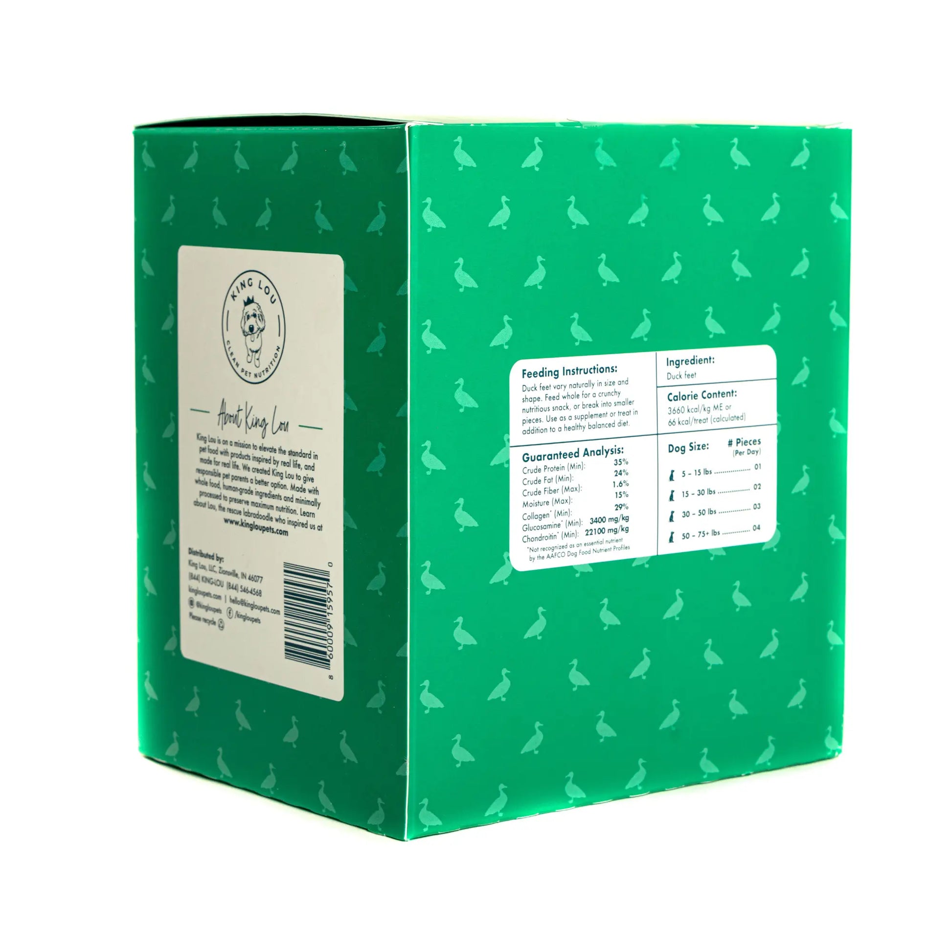 King Lou Premium Human-Grade Whole Duck Feet Dental Chews for Dogs - 100% All-Natural, Single Ingredient, USA-Made Pet Treats