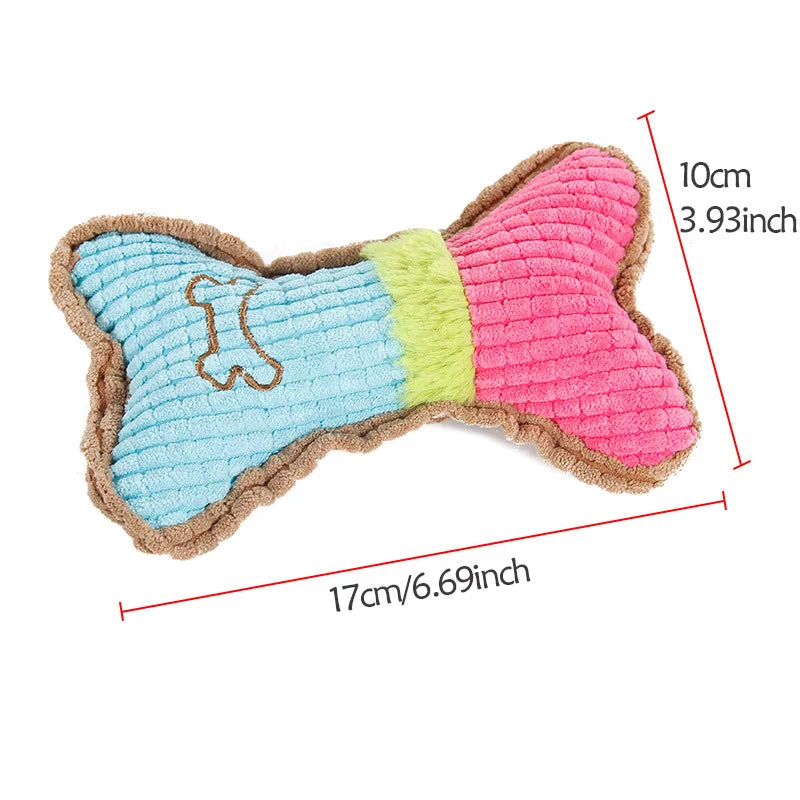 Plush Squeaky Bone Toy for Small to Medium Dogs - Durable Chew Toy for Aggressive Chewers and Dental Care