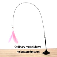 Interactive Cat Teaser Toy with Bell & Feather Wand - Long Suction Cup Pole for Engaging Playtime Experiences