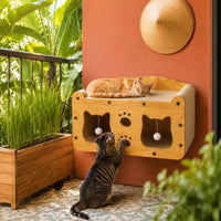 Small Size, Wooden Base, Geometric Patterns, Detachable Parts, Durable Pet Furniture, Spacious and Comfortable Bed, Indoor Cat Supplies with Scratching Surfaces Play Tree Gothic Natural Sisal Scratcher Interactive Ball Toy
