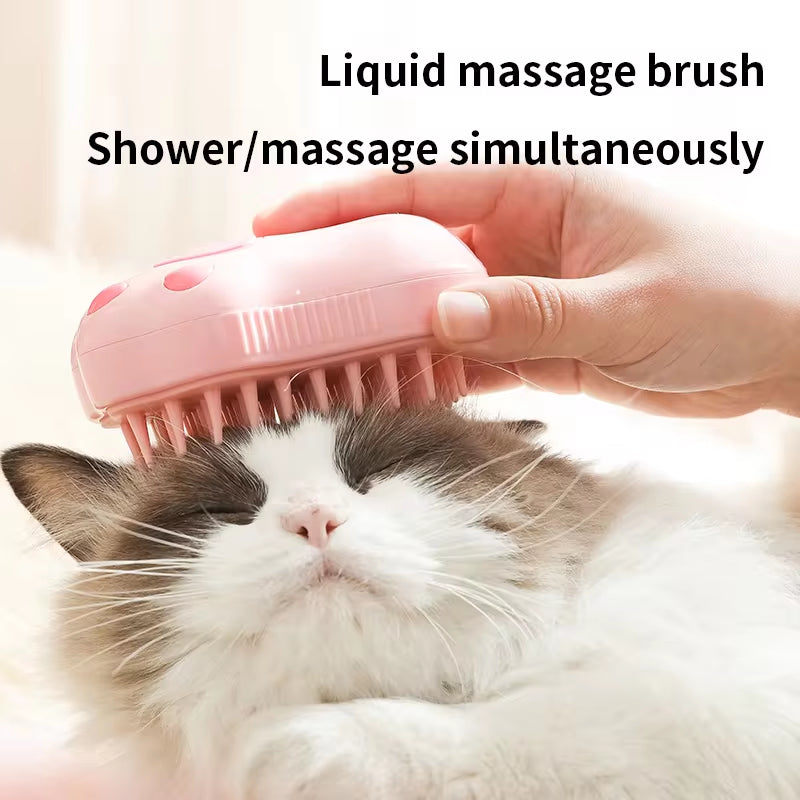 3-in-1 Electric Pet Grooming Brush with Steam, Spray, and Massage Features for Cats and Dogs