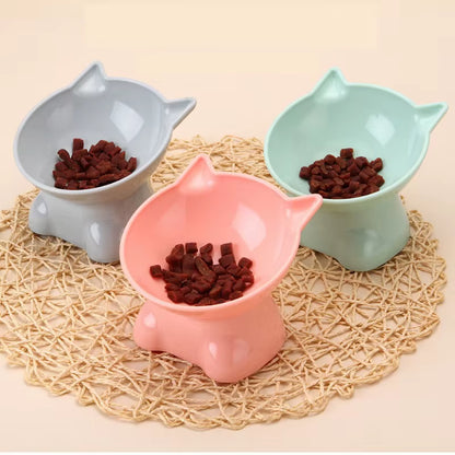 Elevated Cat Bowl with Angled Design for Enhanced Accessibility - Perfect for Cats and Small Dogs - Sleek Black Finish