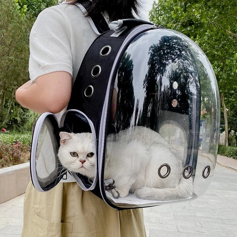 Transparent Pet Backpack Carrier - Breathable and Portable Space Capsule for Cats and Dogs