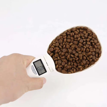 Digital Pet Food Scale with Measuring Spoon for Cats and Dogs - Electronic Weighing Device with Volume Indicator