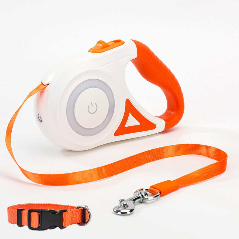 Retractable Dog Leash and Collar Set with Automatic Tension Control for Small to Medium Breeds