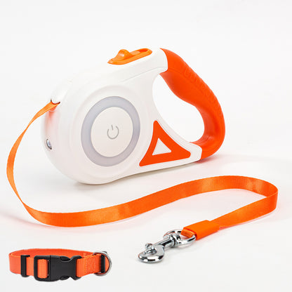 Retractable Dog Leash and Collar Set with Automatic Tension Control for Small to Medium Breeds