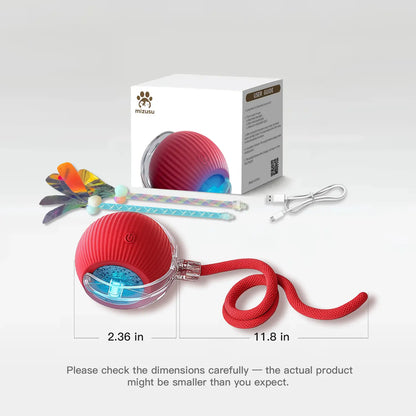 Mizusu Interactive Teaser Toy for Cats and Dogs, Includes Two Additional Tails and Rolling Ball, Premium Pet Supplies and Accessories