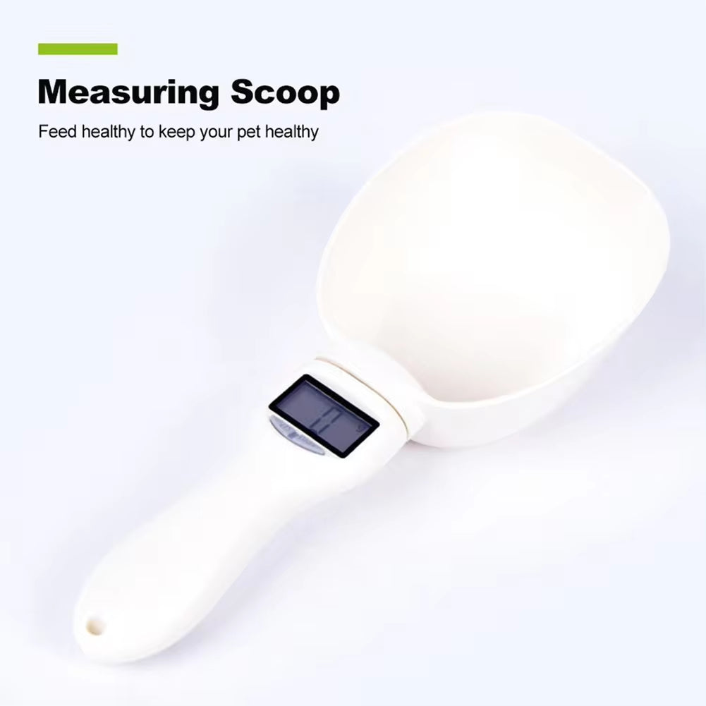 Digital Pet Food Scale with Measuring Spoon for Cats and Dogs - Electronic Weighing Device with Volume Indicator