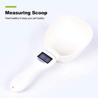 Digital Pet Food Scale with Measuring Spoon for Cats and Dogs - Electronic Weighing Device with Volume Indicator