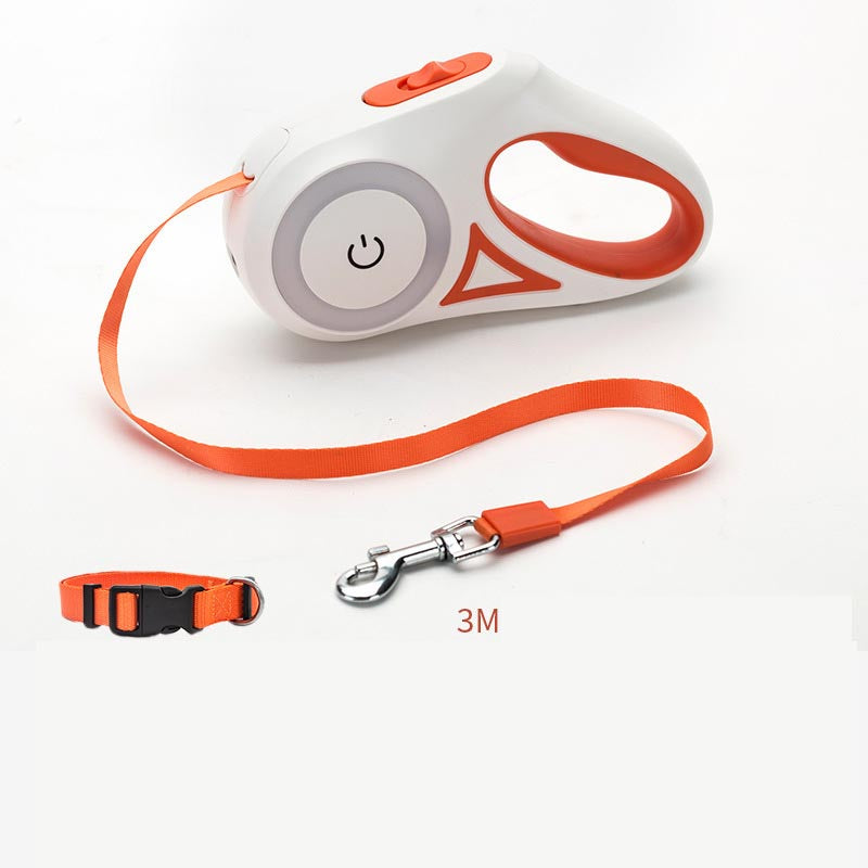Retractable Dog Leash and Collar Set with Automatic Tension Control for Small to Medium Breeds