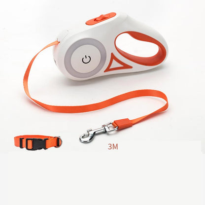 Retractable Dog Leash and Collar Set with Automatic Tension Control for Small to Medium Breeds