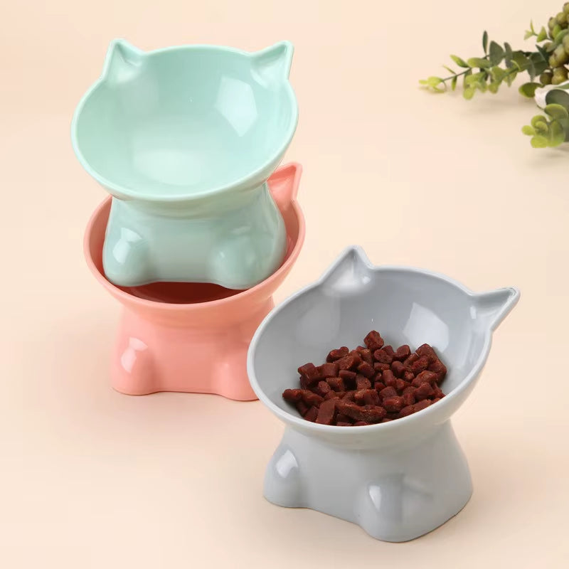 Elevated Cat Bowl with Angled Design for Enhanced Accessibility - Perfect for Cats and Small Dogs - Sleek Black Finish