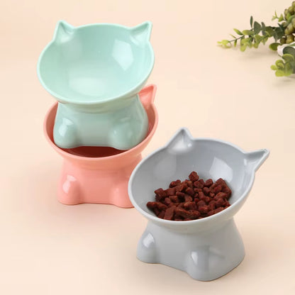 Elevated Cat Bowl with Angled Design for Enhanced Accessibility - Perfect for Cats and Small Dogs - Sleek Black Finish