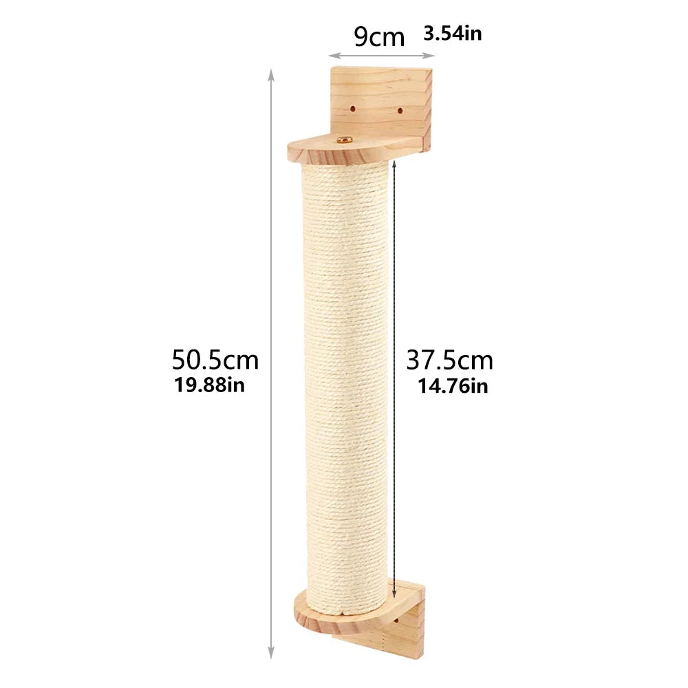 Multi-Level Cat Wall Climbing Shelf and Scratching Post with Enclosed Hiding House