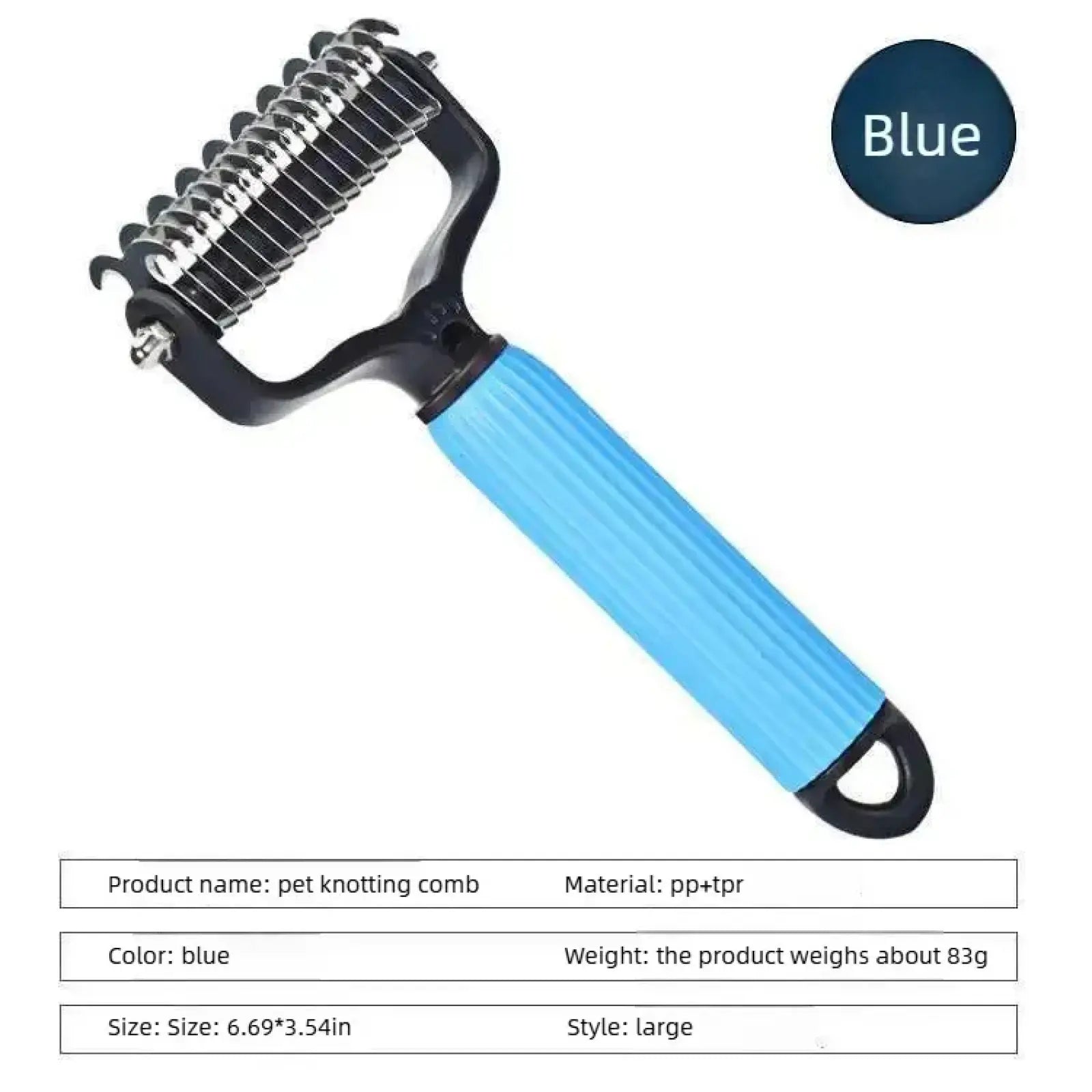 Professional Pet Grooming Tool - Universal Detangling Comb for Dogs with Dual-Sided Stainless Steel Design for Efficient Shedding and Matted Hair Care