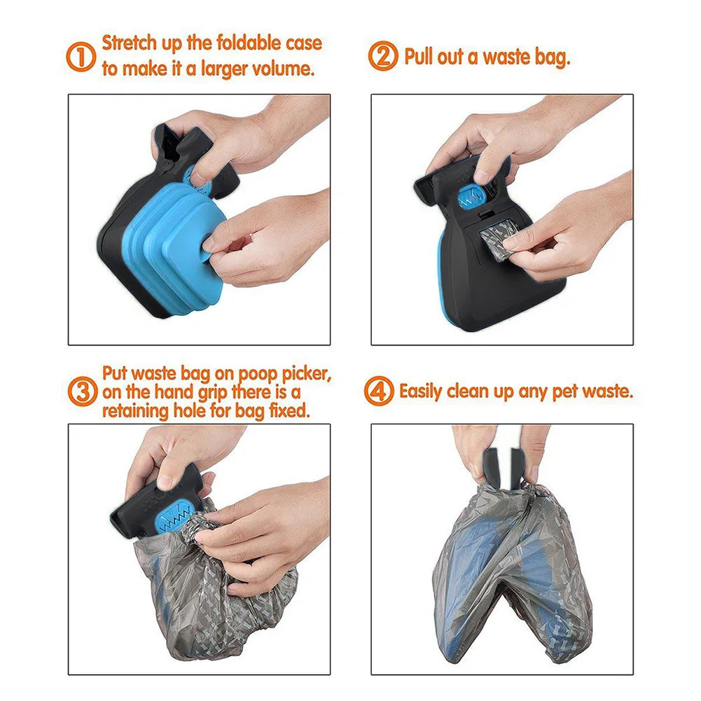 Foldable Dog Waste Management Tool with Biodegradable Bag Roll for Convenient Cleanup