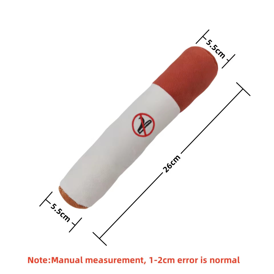 Durable Plush Interactive Chew Toy for Small Dogs - Cigar Design with Squeaker