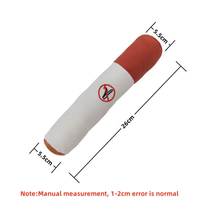 Durable Plush Interactive Chew Toy for Small Dogs - Cigar Design with Squeaker