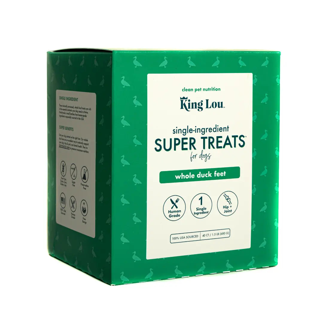 King Lou Premium Human-Grade Whole Duck Feet Dental Chews for Dogs - 100% All-Natural, Single Ingredient, USA-Made Pet Treats