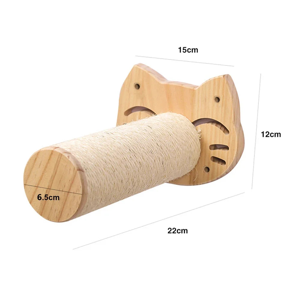 Multi-Level Cat Wall Climbing Shelf and Scratching Post with Enclosed Hiding House