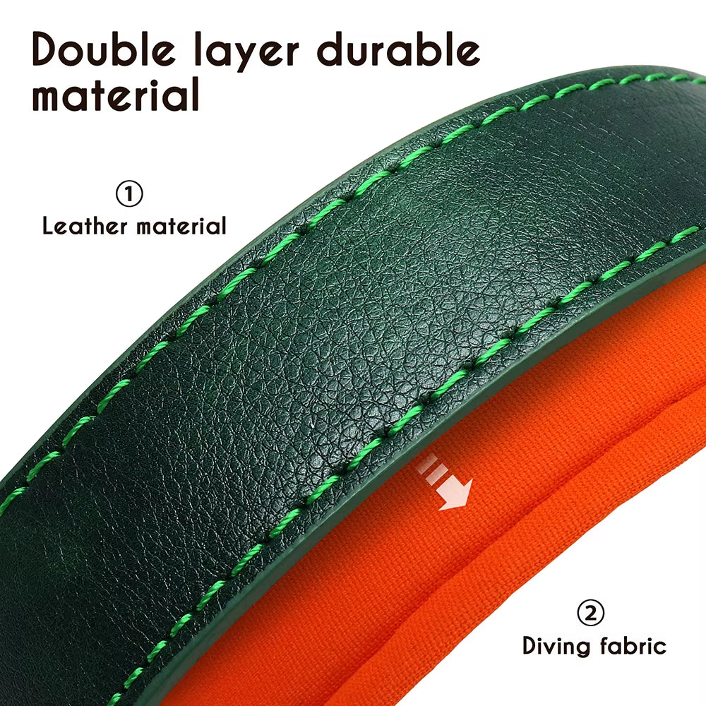 Customizable PU Leather Dog Collar with Padded Comfort and Complimentary Engraving for All Dog Sizes – Adjustable Design