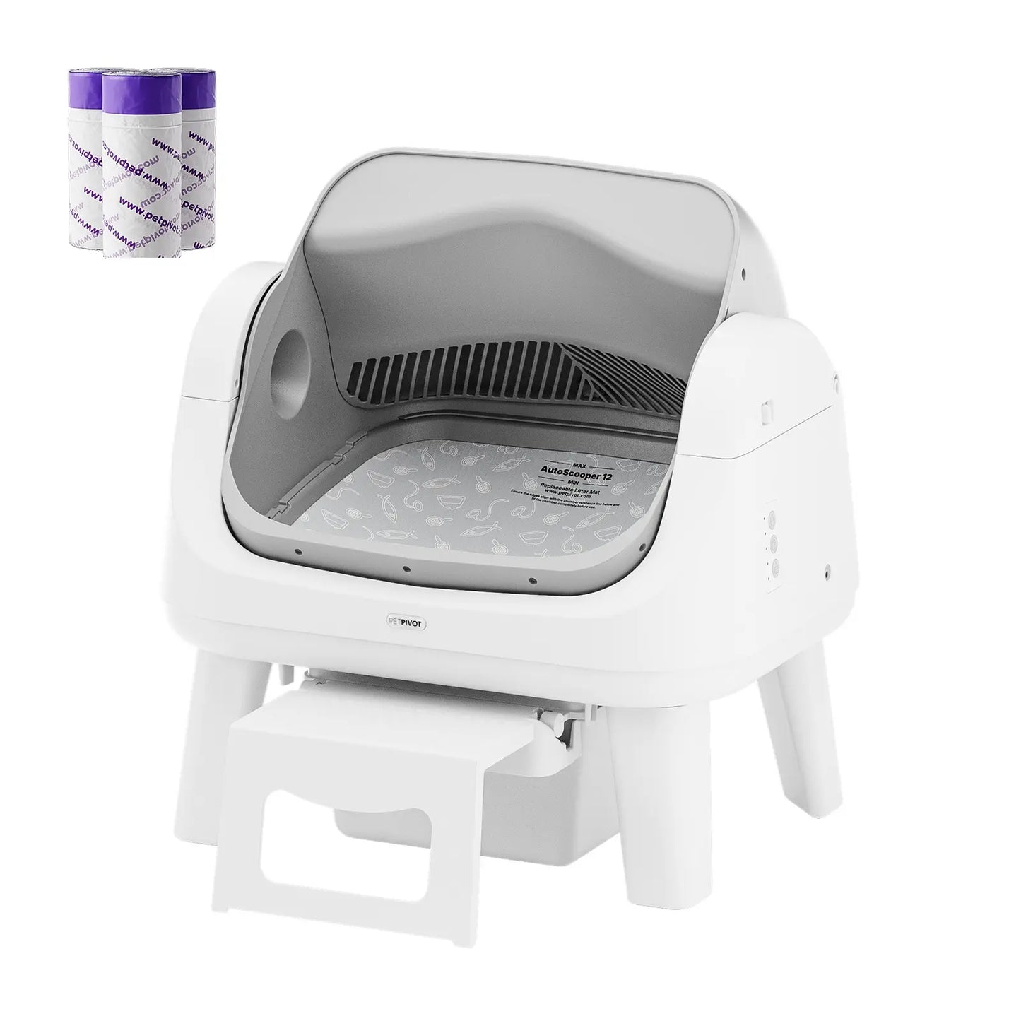 Petpivot AutoScooper 12 Lite Open-Top Automatic Self-Cleaning Cat Litter Box with Accessible Front Step and Enhanced Safety Features, No App Required