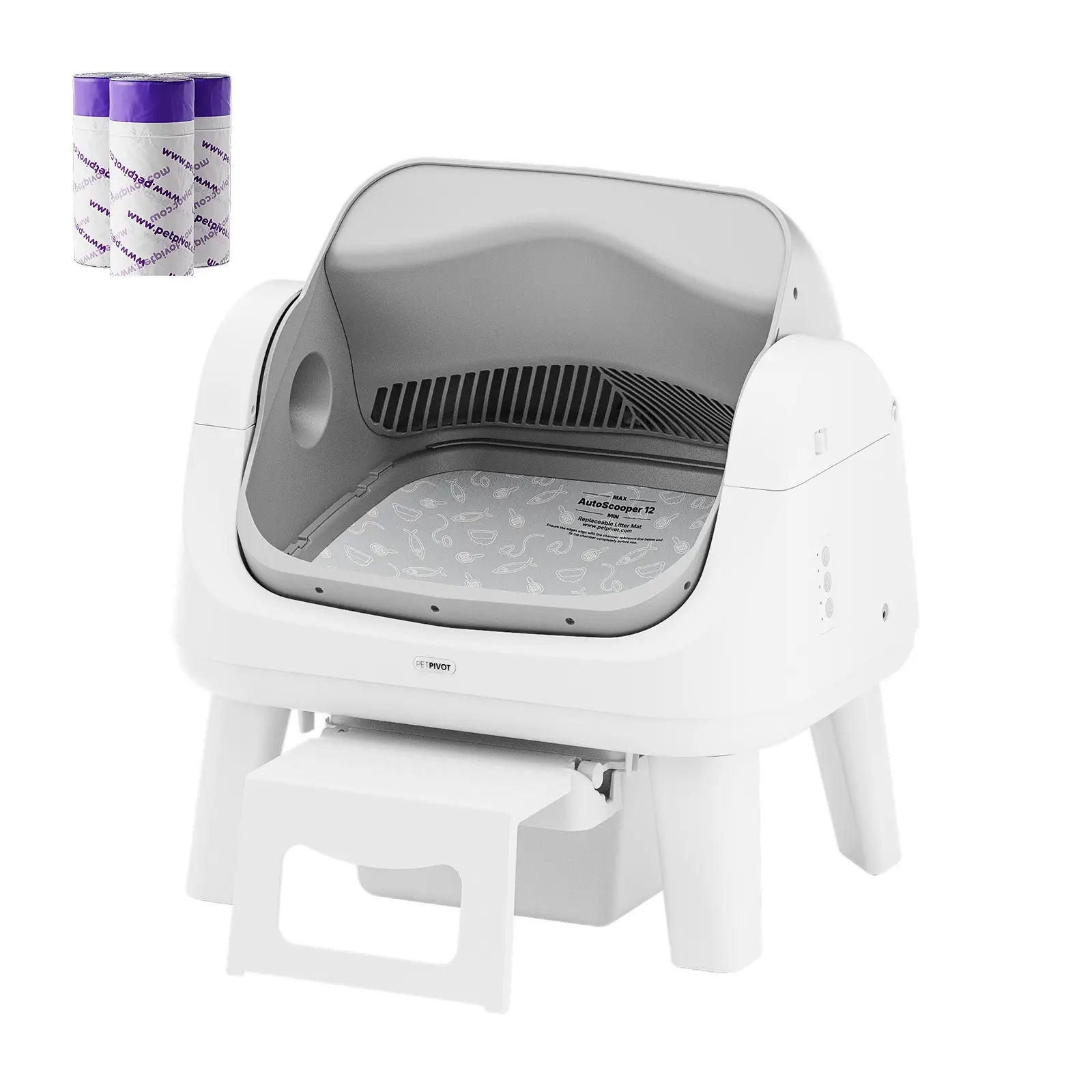 Petpivot AutoScooper 12 Lite Open-Top Automatic Self-Cleaning Cat Litter Box with Accessible Front Step and Enhanced Safety Features, No App Required