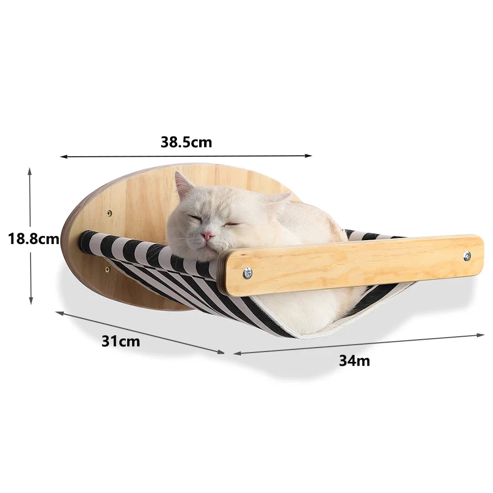 Multi-Level Cat Wall Climbing Shelf and Scratching Post with Enclosed Hiding House