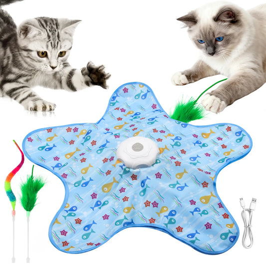 Rechargeable Interactive Feather Wand Cat Toy - Automatic Indoor Exercise and Engagement for All Breeds