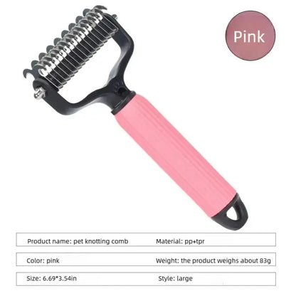Professional Pet Grooming Tool - Universal Detangling Comb for Dogs with Dual-Sided Stainless Steel Design for Efficient Shedding and Matted Hair Care