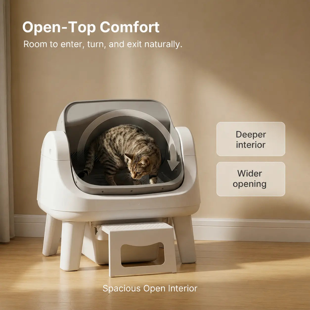 Petpivot AutoScooper 12 Lite Open-Top Automatic Self-Cleaning Cat Litter Box with Accessible Front Step and Enhanced Safety Features, No App Required