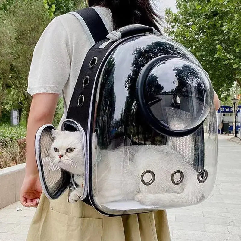 Transparent Pet Backpack Carrier - Breathable and Portable Space Capsule for Cats and Dogs