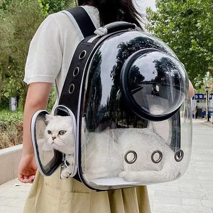 Transparent Pet Backpack Carrier - Breathable and Portable Space Capsule for Cats and Dogs