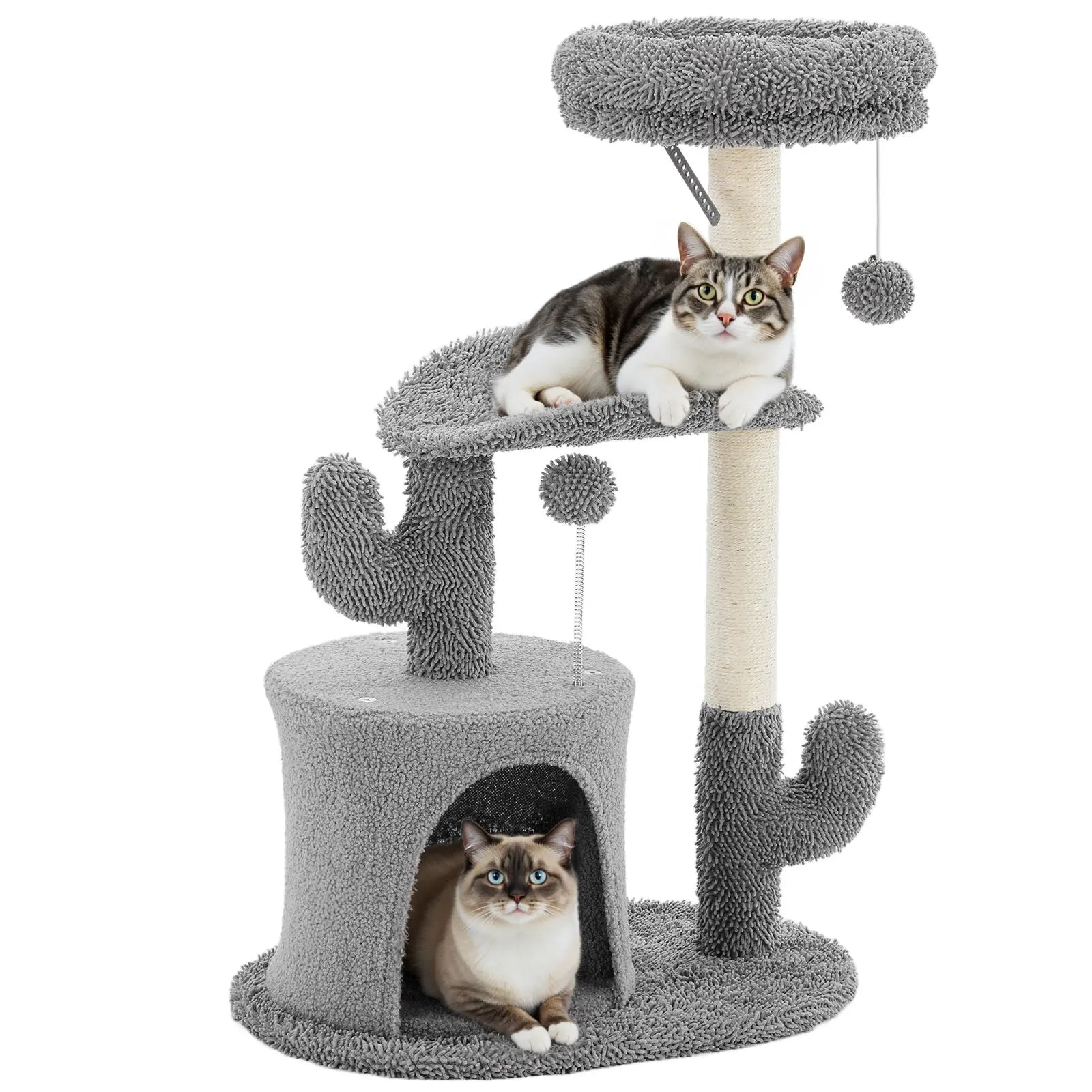 Pettrove Multi-Tier Indoor Cat Tree with Sisal Scratching Post, Condo, Climbing Ladder, and Plush Toy